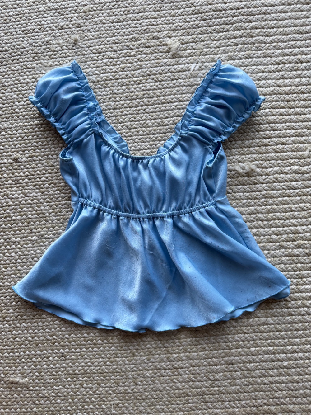 Light Blue Ruffle-Peasant Top - Picture 4 of 4